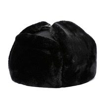 新款男士冬季保暖皮帽真皮頭層牛皮圓頂戶外大冬帽護耳雷鋒帽
