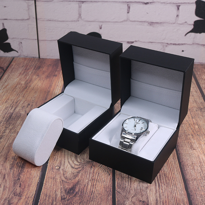 Spot Black Watch Box Flip-Top Plastic Watch Box Plastic Watch Packaging Box Exquisite Watch Packaging Gift Box