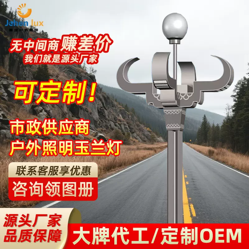 市政工程LED市电路灯城市道路玉兰灯68米小区公园路灯杆现代简约