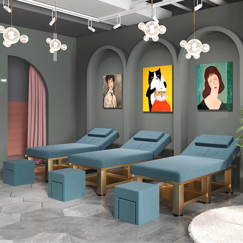 Cama de belleza, sala de belleza, cama de masaje especial, cama de fisioterapia doméstica con agujeros bordados, cama de moxibustión, cama de masaje