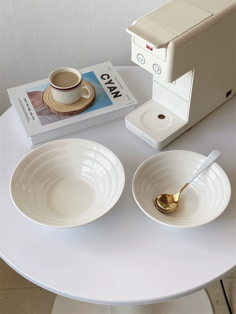 【Две упаковки! 】Керамическая чисто-белая коническая миска, миска для рамэна, большая миска для риса, миска для супа с лапшой, миска для салата, риса, каши