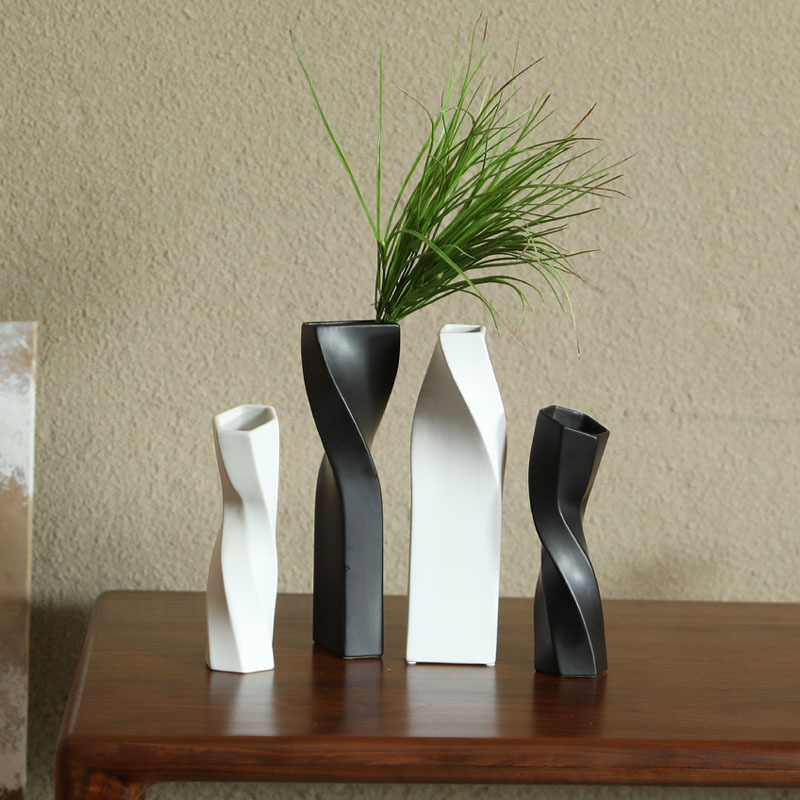 Vaso de cerámica geométrica de estilo de rotación modelo de decoración sala de estar flor artística decorativa vasos de flores