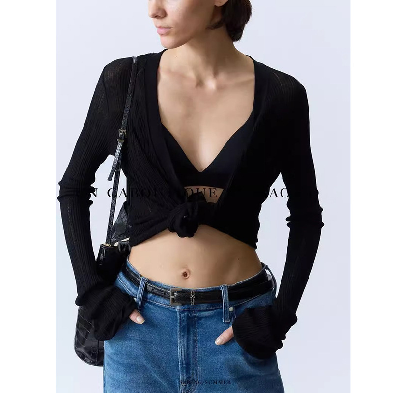 High-Quality Same Style Source Factory Slimming Hollow Mulberry Silk Slightly See-Through Lightweight Outer Knit Cardigan Sun Protection Top for Women