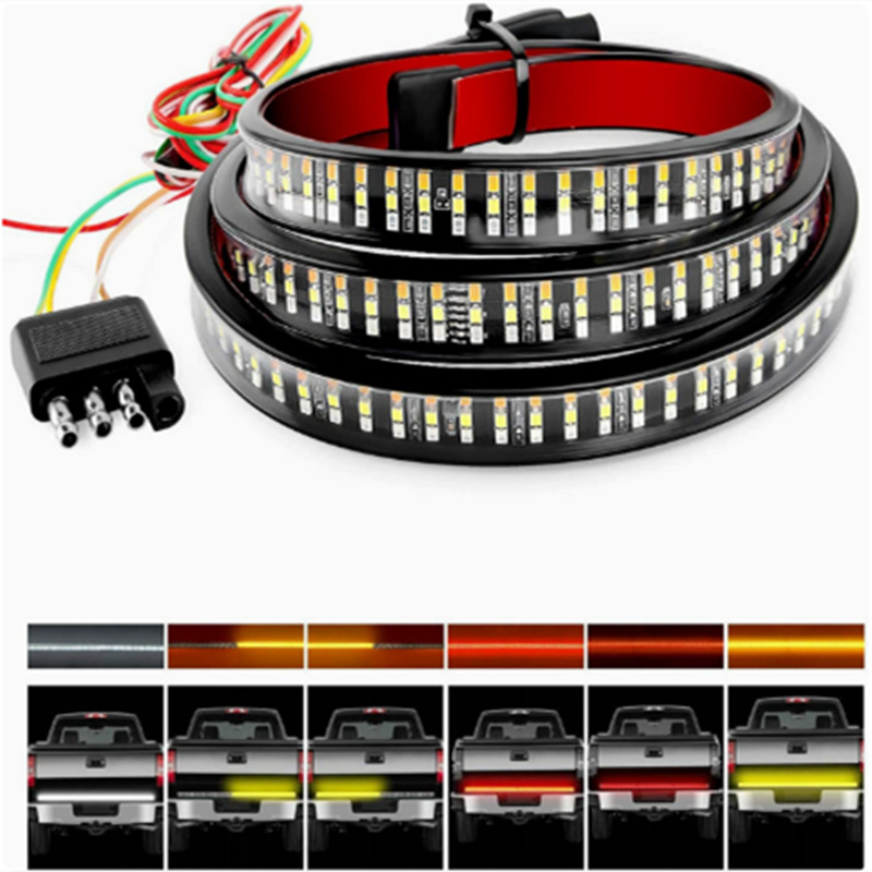 Camioneta LED tres filas de luces traseras de camioneta tricolor 60 pulgadas 150cm luz de camioneta de flujo de luz de advertencia de dirección