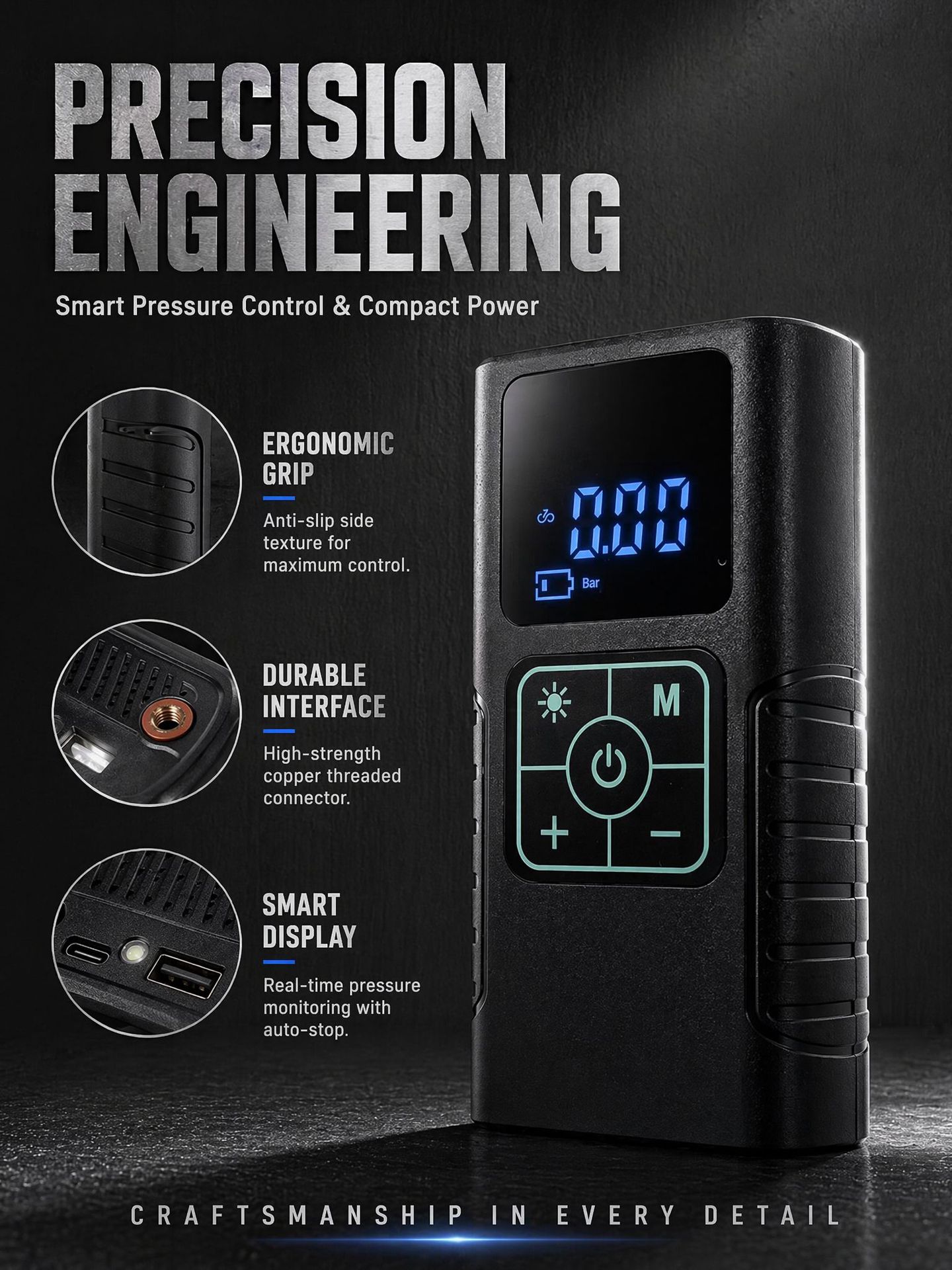 Dual-Bar Pump Car High-Pressure Lithium Battery Portable Wireless High-Power Tire Inflator for Car Tires