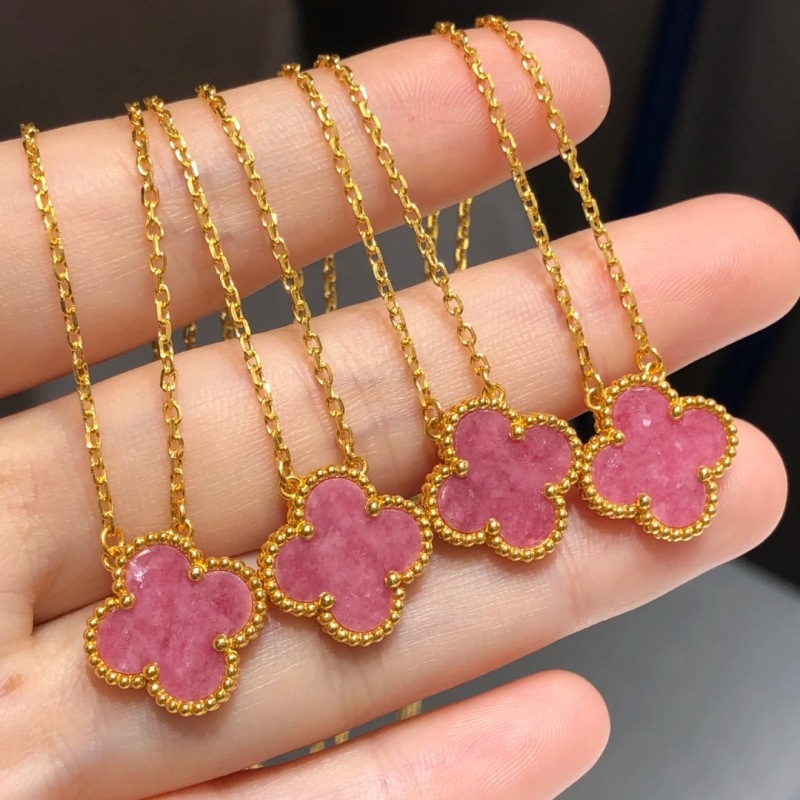 Fanjia Alta versión del trébol collar femenino s925 plata esterlina 18K de oro rosa de doble cara clásico colgante de luz de lujo de la joyería