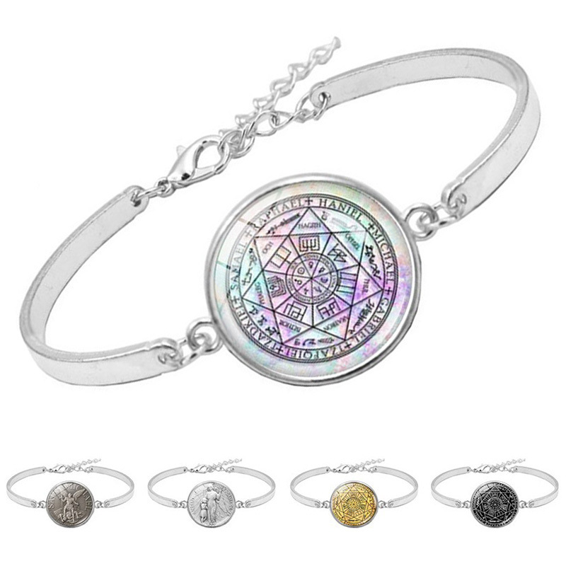 Seven Archangels Sealing Magic Array Bracelet Mysterious Solomon Pentagram Symbol Silver Adjustable Fashion Bracelet Seven Archangels Sealing Magic Array Bracelet Mysterious Solomon Pentagram Symbol Silver Adjustable Fashion Bracelet
