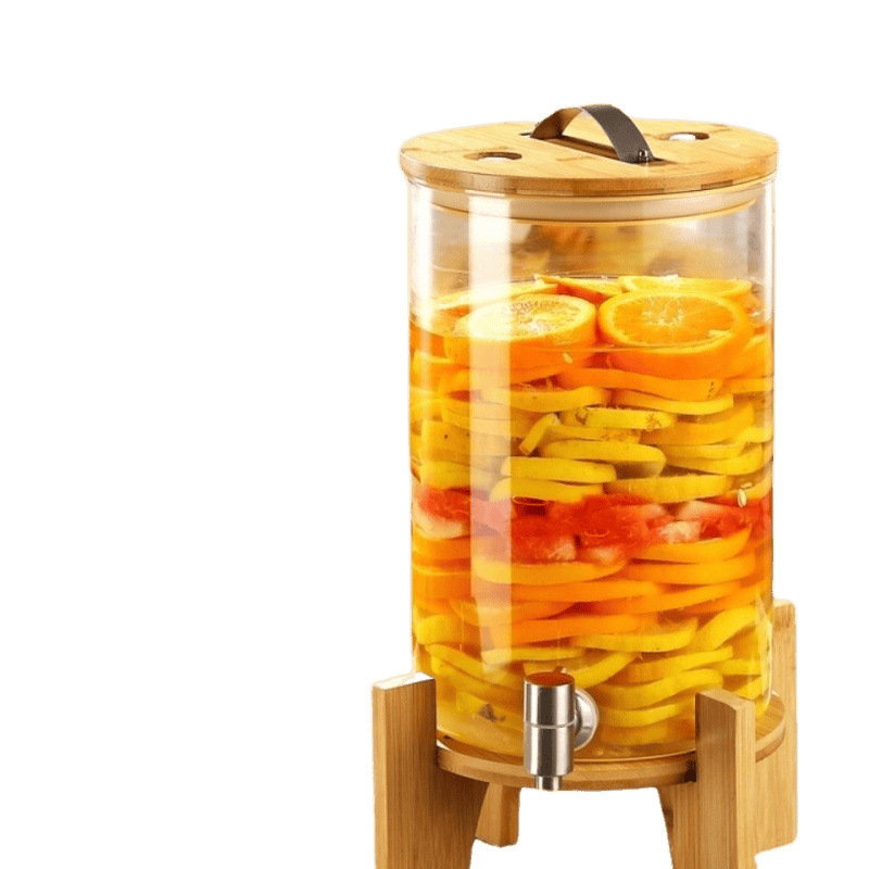 hervidor de agua fría con grifo hervidor de agua fría vidrio resistente a altas temperaturas bebida de gran capacidad barril de jugo de fruta barril de licor de limonada barril de fermentación