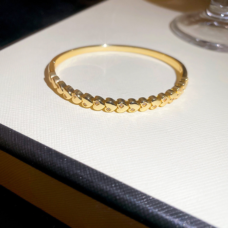 Brazalete 43 - zircon love (chapado en oro real)