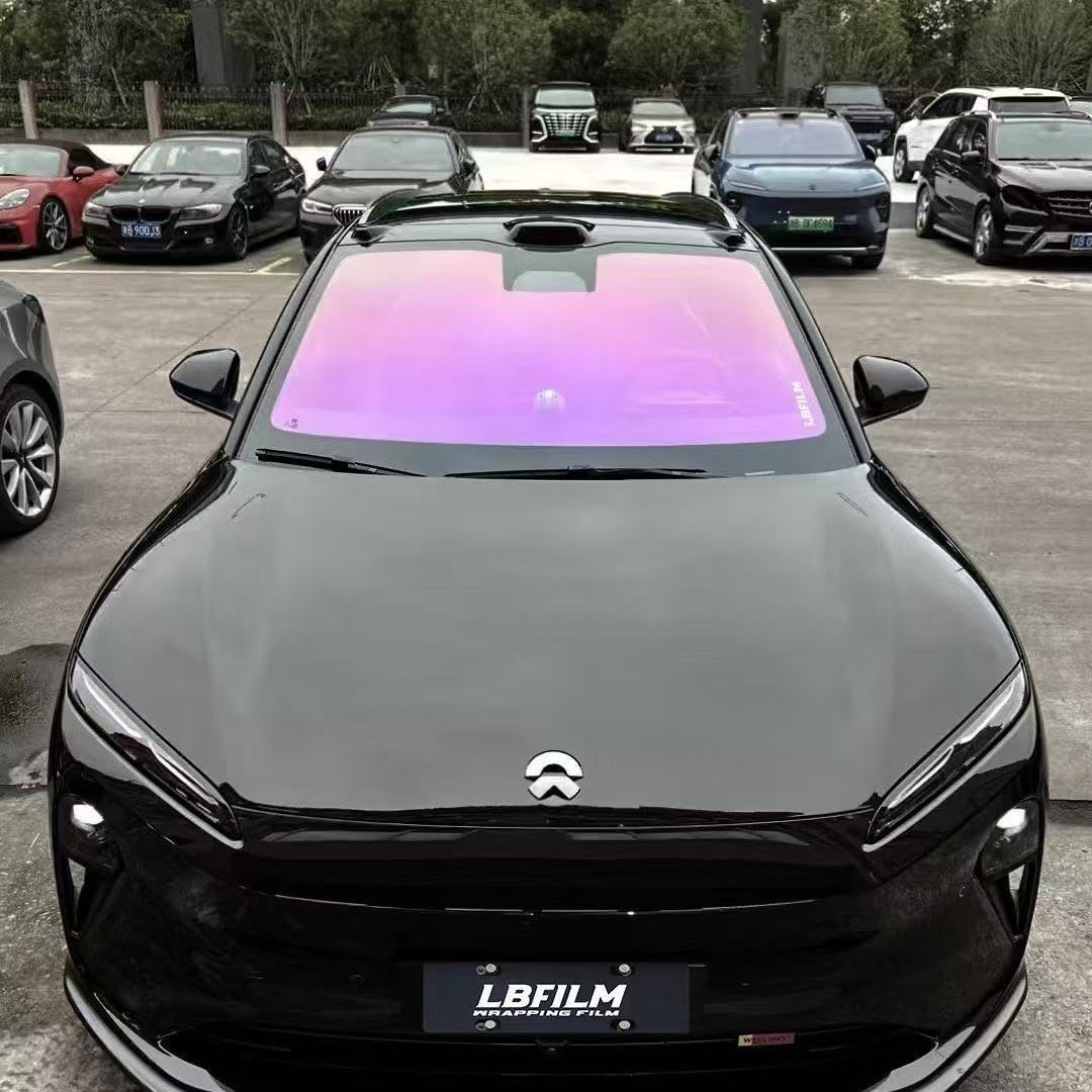 Royal Purple Iridescent Car Window Film, Front Windshield Sunscreen and Heat Insulation Film, High Privacy Ghost Rose Solar Film