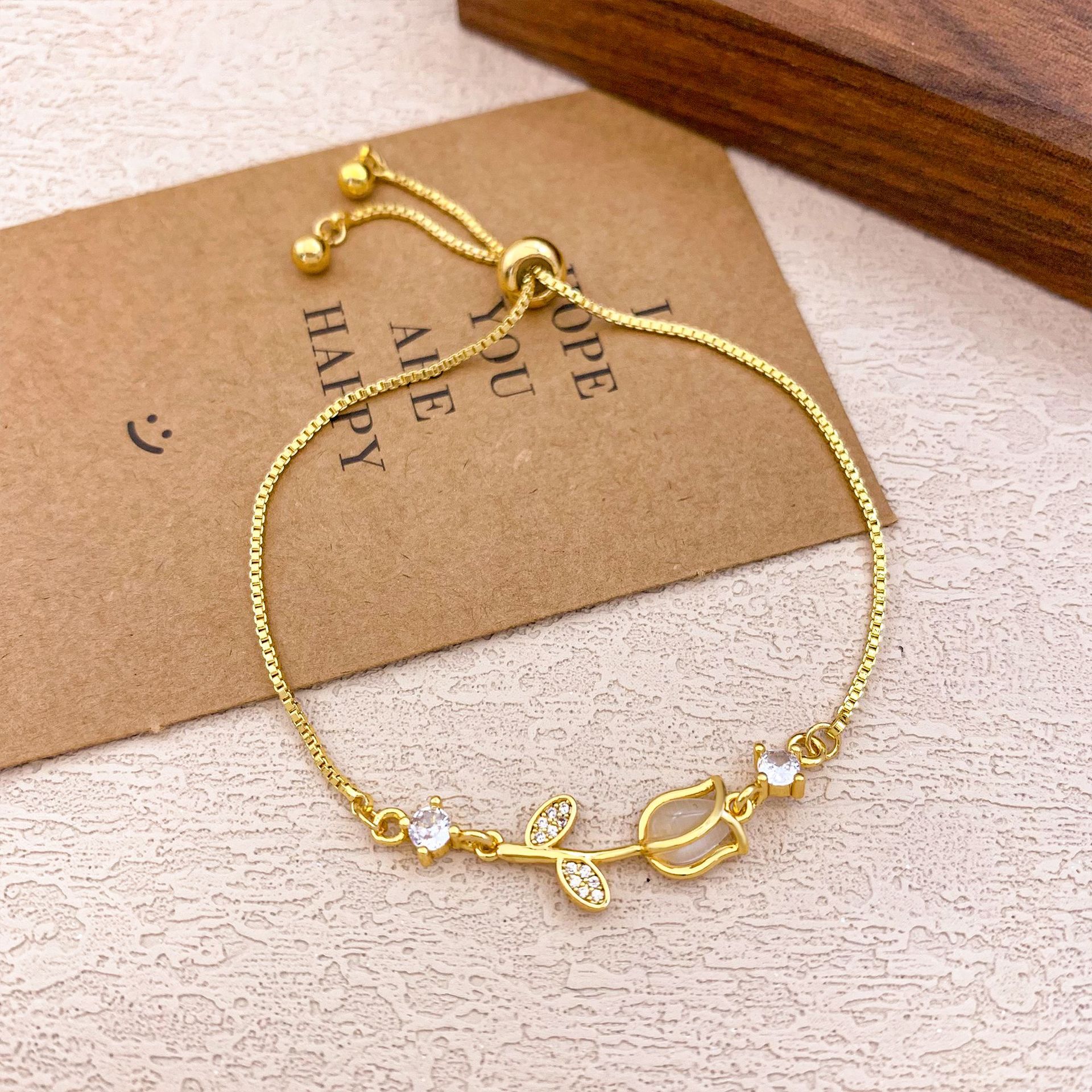 Pulseras transfronterizas nuevas pulseras ajustables de rosa de tulipas nicho de moda femenina, regalo de cumpleaños para amigos.