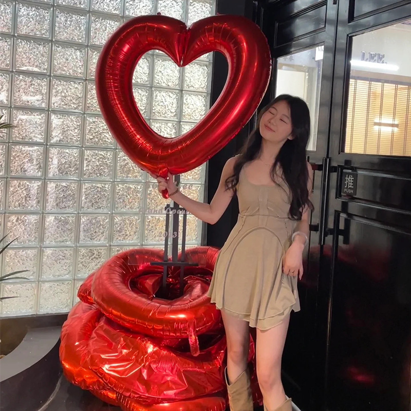 40g Weight Balloons Event & Party Supplies 1 Piece Quantity Birthday, Date Occasion Aluminum Film Material Valentine'S Day Festival Heart Shape Pattern Romantic Style Valentine'S Day Romantic Heart Shape Aluminum Film Birthday Date Balloons Party Supplies Balloons 1 Piece 9