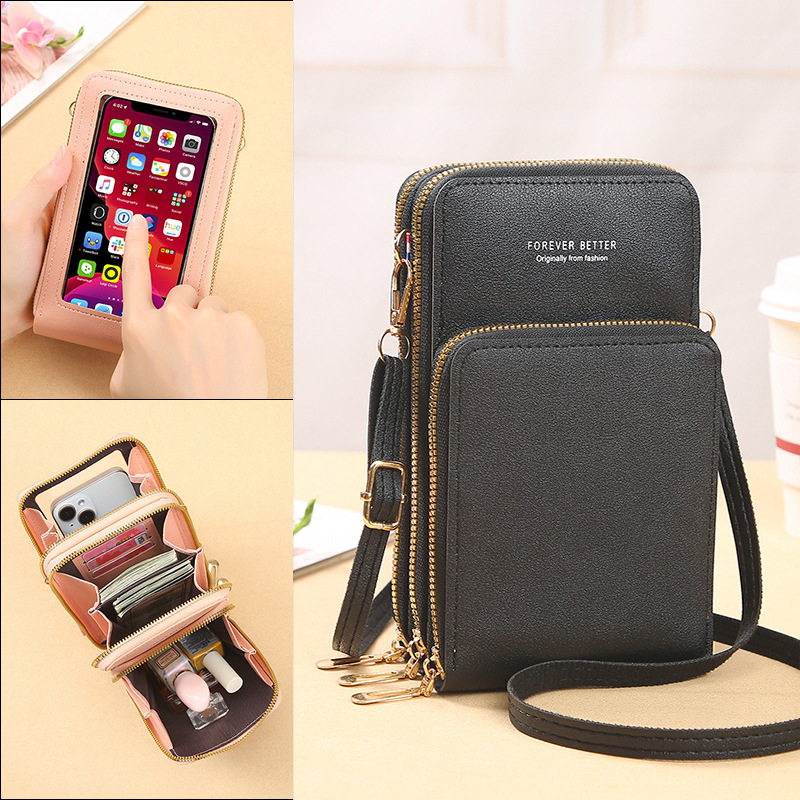 Dropshipping 2025 New Fashionable Mobile Phone Bag for Women, Korean Style Touchscreen Crossbody Shoulder Bag, Multifunctional Mini Everyday Bag