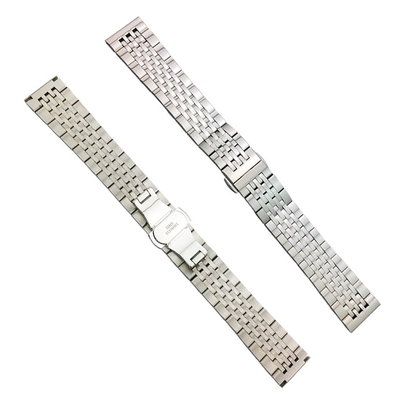 Watch Accessories Solid Stainless Steel Watch Strap Bracelet Steel Strap T41 Seven-Bead Stainless Steel Universal Flat Mouth Arc Mouth # 12-24