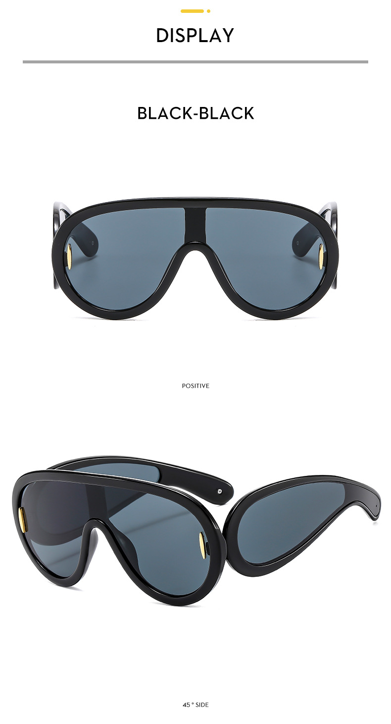 New large frame integrated lens fashionable punk futuristic sunglasses, ins sunglasses_voghion.com