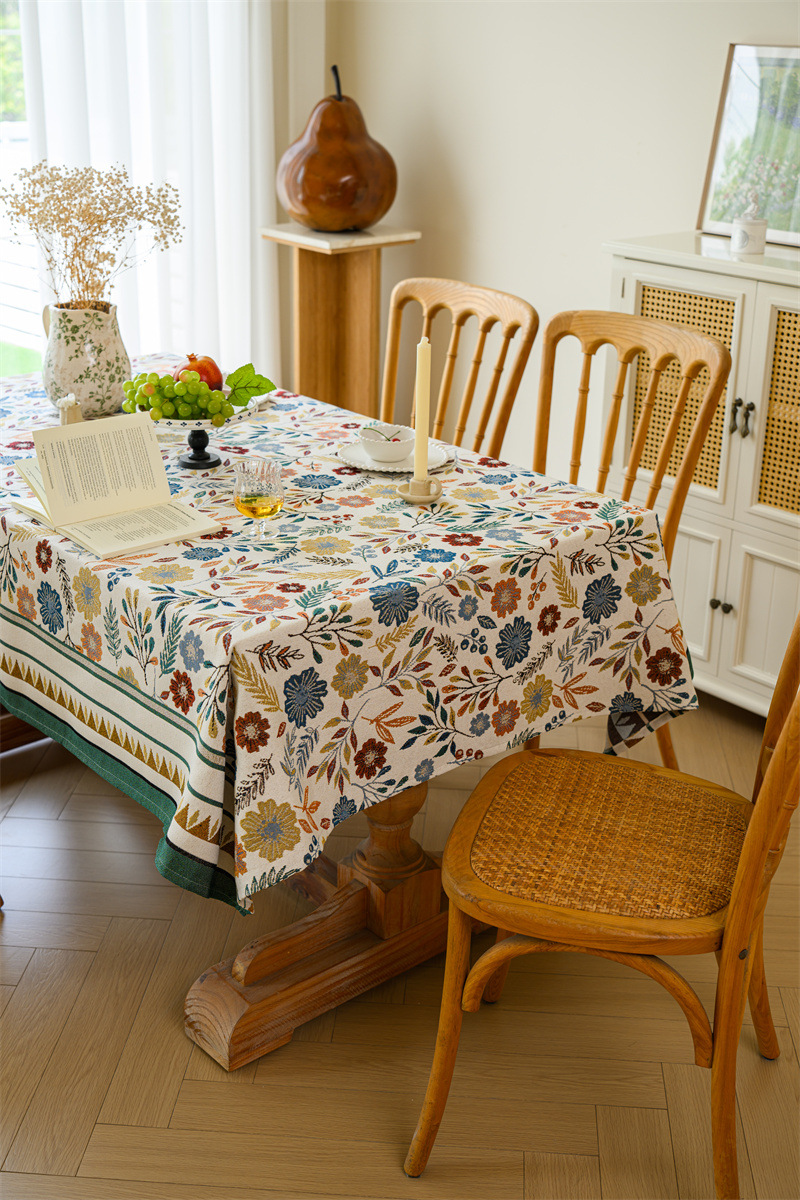 Vintage Jacquard Tischdecke Mit Blumenmuster Im Retro-stil_voghion.com