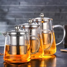 厂家批发玻璃茶壶茶具不锈钢过滤泡花茶壶飘逸杯直身钢漏壶三角壶