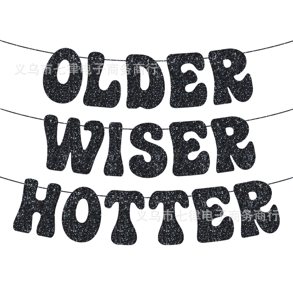 Mayor más sabio más caliente color mágico plata cebolla en polvo cumpleaños tire bandera disco cumpleaños fiesta decoración banner