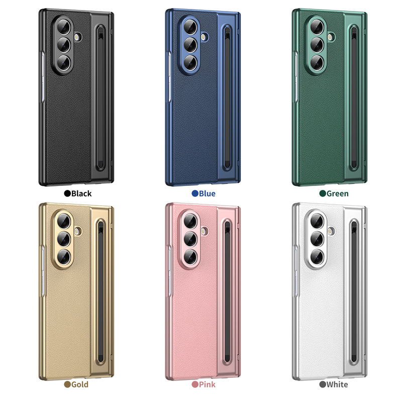 Cross-Border Pen Slot with Pen Suitable for Samsung Zfold7/6 Mobile Phone Case Plain Leather W25 Shell and Film Integrated Protective Cover Cross-Border Pen Slot with Pen Suitable for Samsung Zfold7/6 Mobile Phone Case Plain Leather W25 Shell and Film Integrated Protective Cover