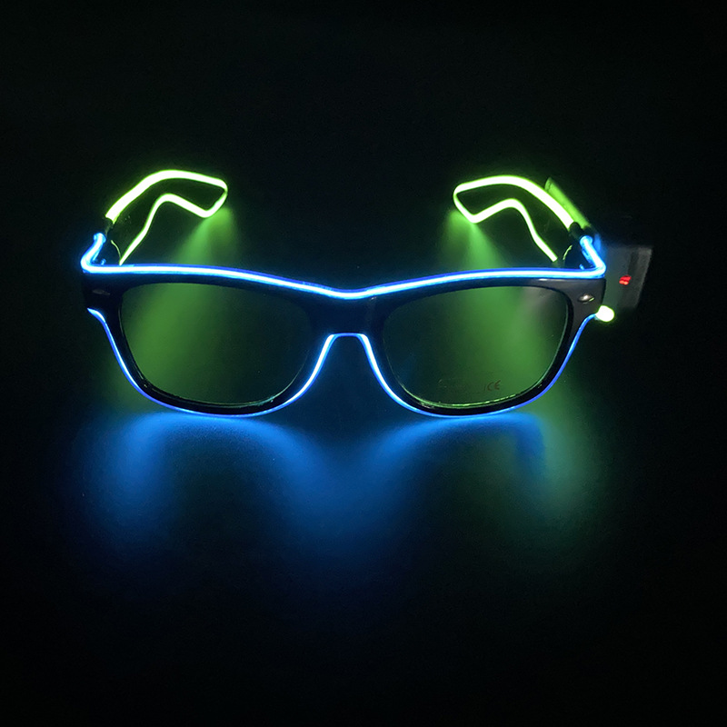 Nuevo comercio exterior de dos colores el juguete fluorescente LED inalámbrico gafas luminosas noche discoteca baile atmósfera accesorios selección multicolor
