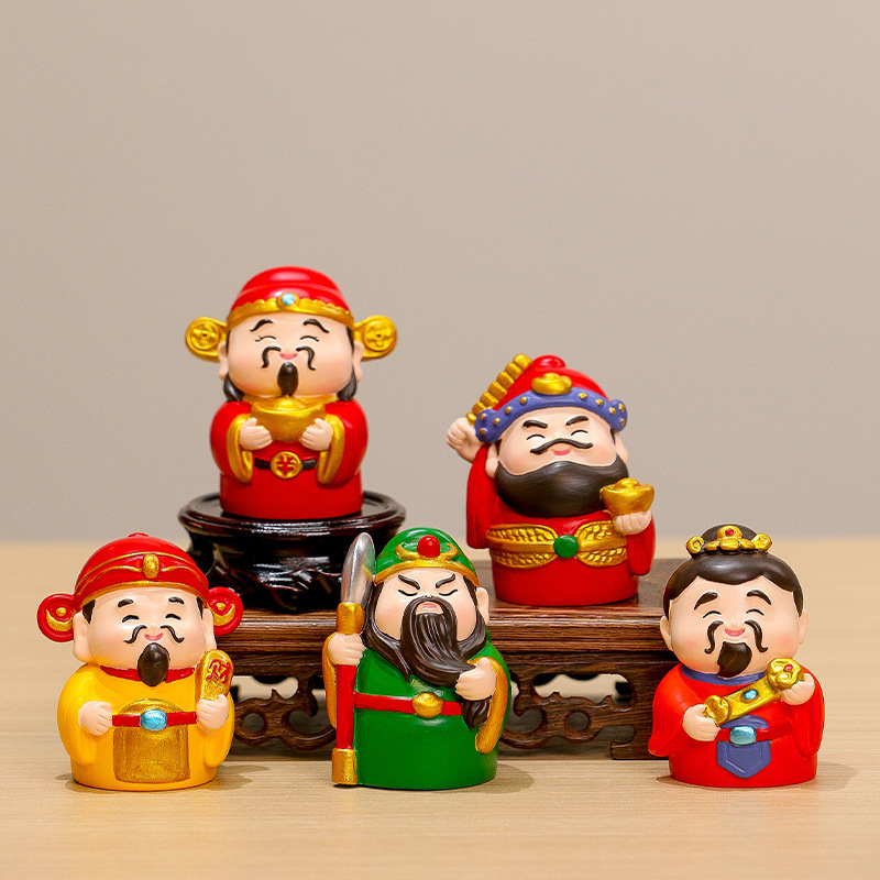 New Chinese-Style Five-Way God of Wealth Home Decor, National Trend Small Fairy Ornament, Blessing Decoration Gift, Souvenir New Chinese-Style Five-Way God of Wealth Home Decor, National Trend Small Fairy Ornament, Blessing Decoration Gift, Souvenir