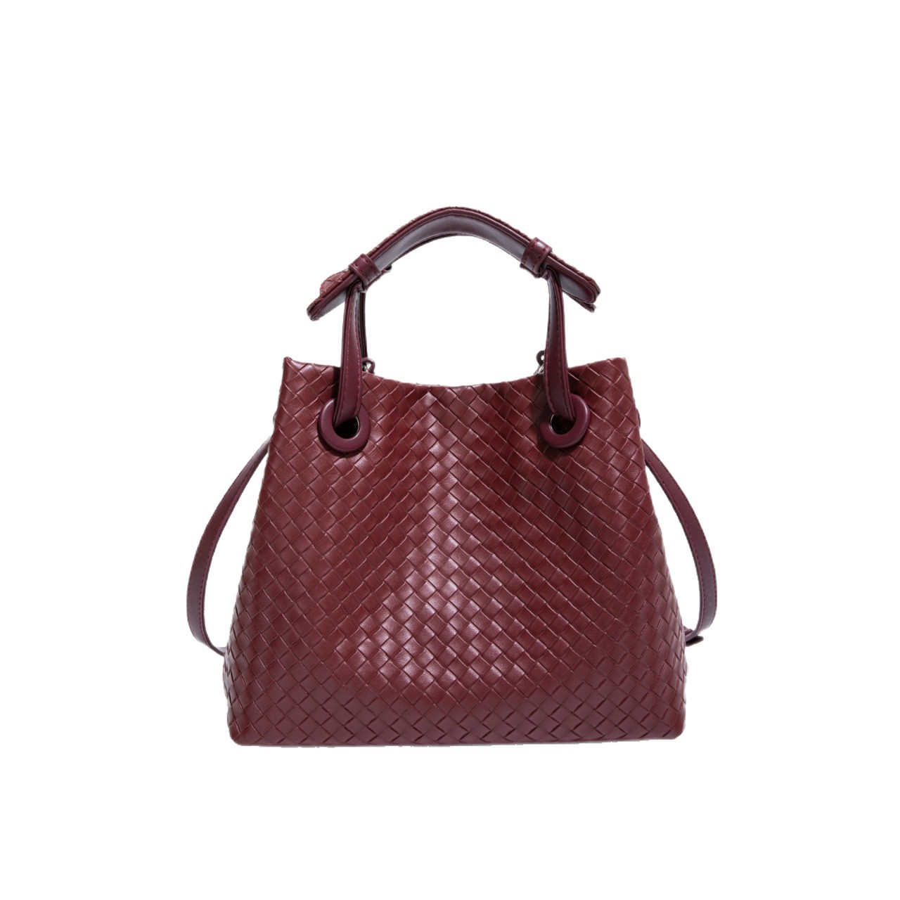 Bolso retro europeo y americano de nicho transfronterizo de mujer bolso de mano de tejido de alto nivel bolso de cubo de hombro de gran capacidad mochila