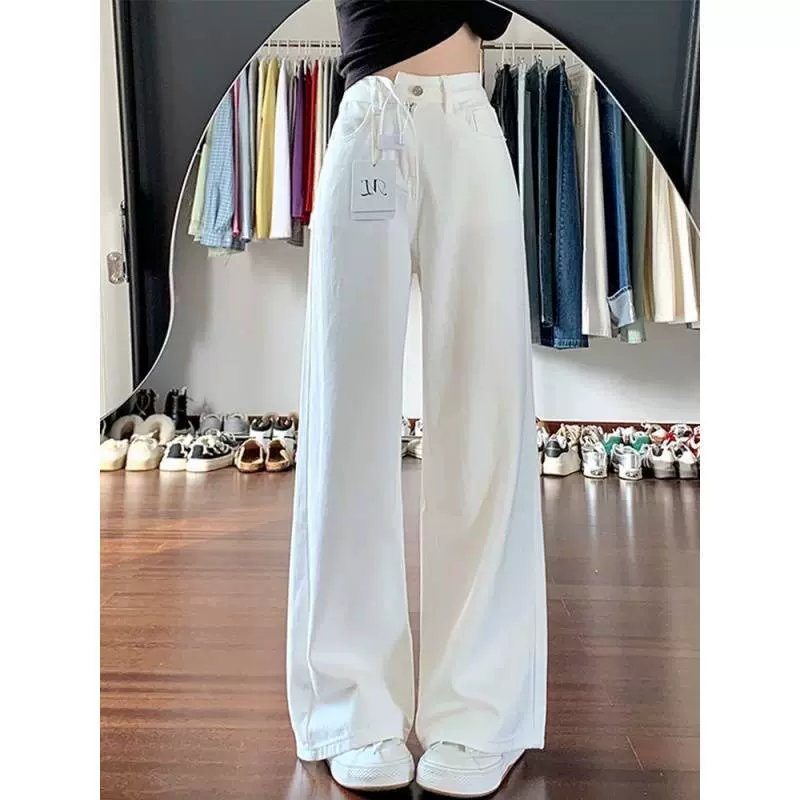 韩版阔腿牛仔裤女2025春夏新款宽松高腰百搭显瘦垂感直筒裤