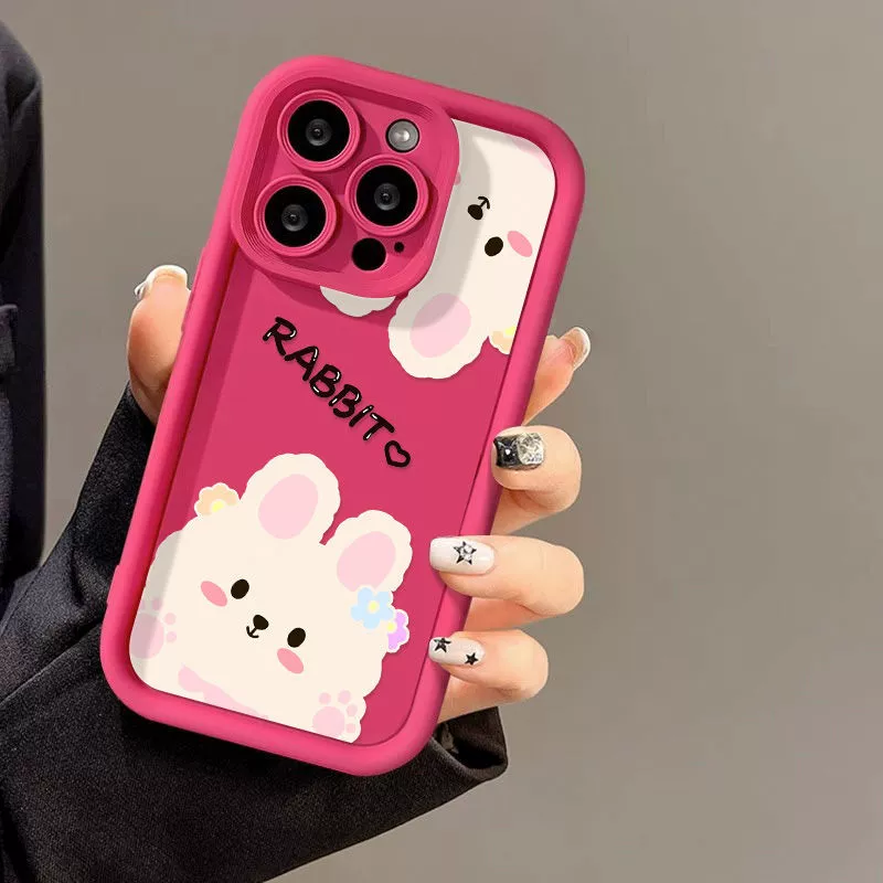 Apple совместимый кролик, чехол для телефона, матовый милый iPhone 16, цветочный, iphone, 15