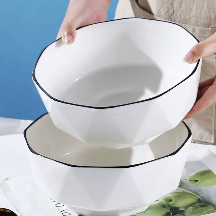 Большая суповая миска в скандинавском стиле, 2 шт., 19,8 юаней, креативная суповая миска, круглая большая суповая миска, углубленная большая емкость, миска для маринованной рыбы