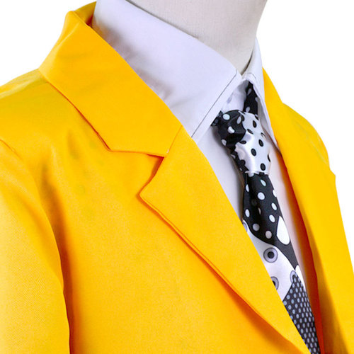 Disguised weirdo cos suit Jim Carry mask man yellow long suit cosplay Halloween costume