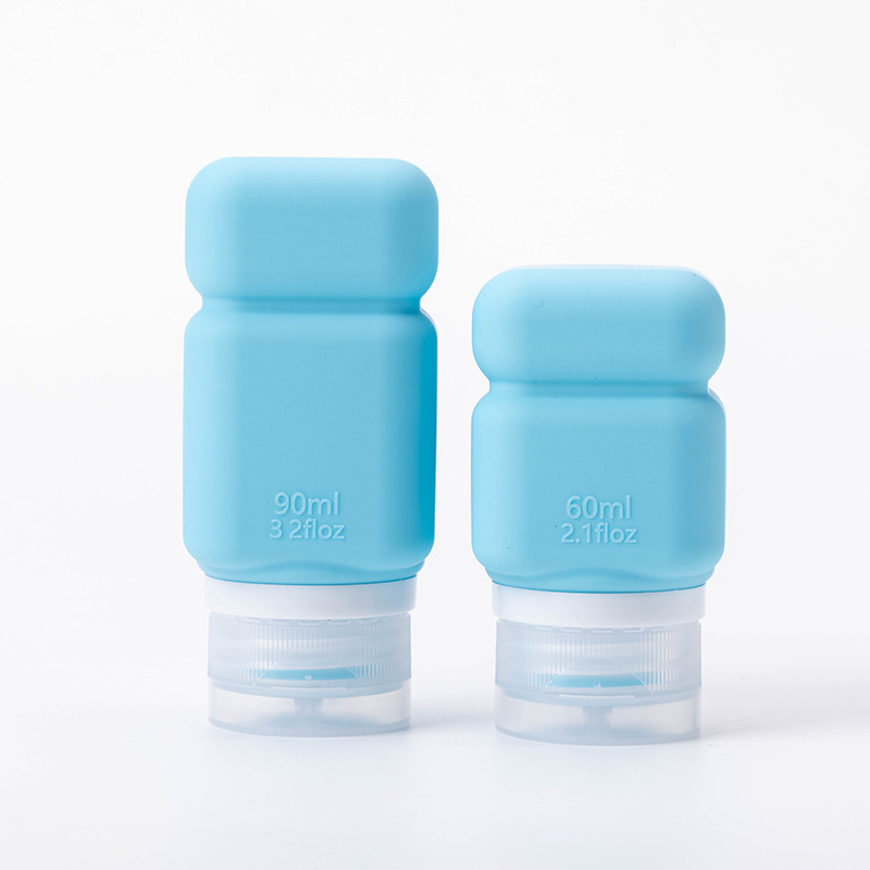 Viaje de silicona botella de 60ml 90ml gran capacidad conjunto de presión a prueba de fugas botella de almacenamiento de cosméticos nueva