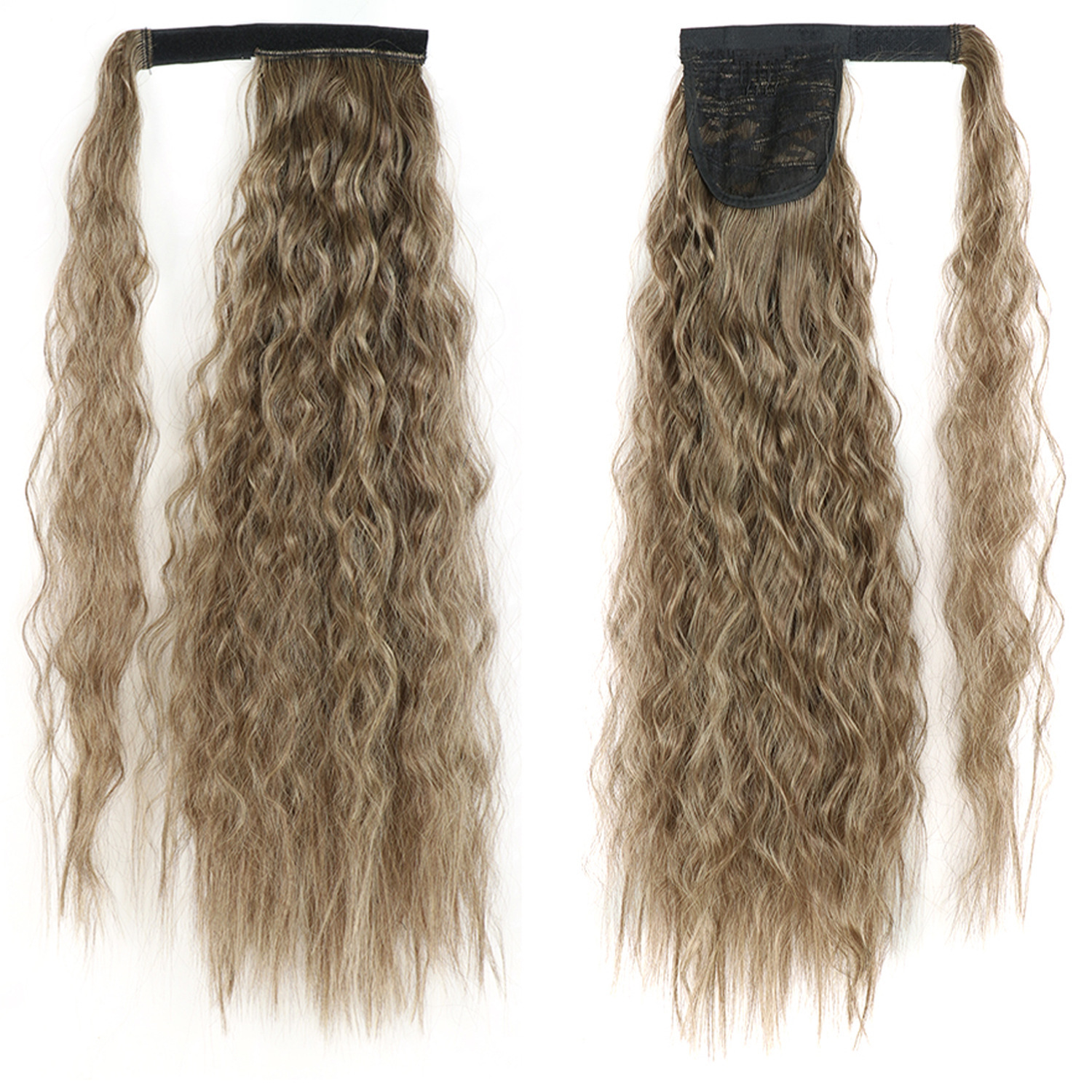 55CM seda europea y americana de alta temperatura velcro de maíz velcro de cabello largo rizado agua cola de caballo pelucas onduladas