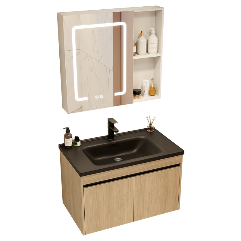 Color tronco espacio de aluminio gabinete de baño combinación de mesa negra en una cuenca cerámica transfronteriza lavabo balcón baño
