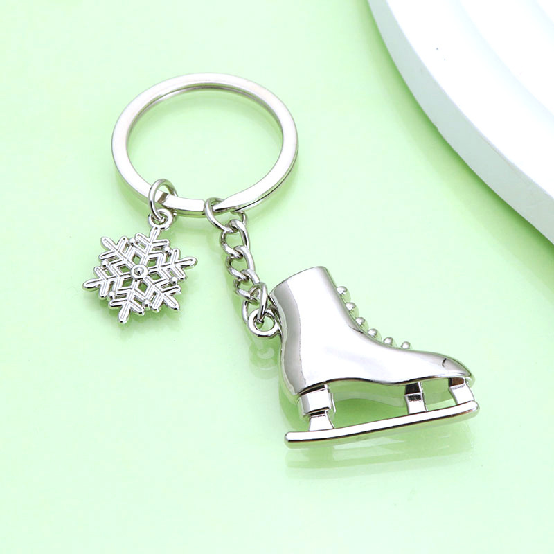 Custom Winter Ski Metal Keychain Souvenir Key Chain Skate Key Accessories Engraving Ski Shoes