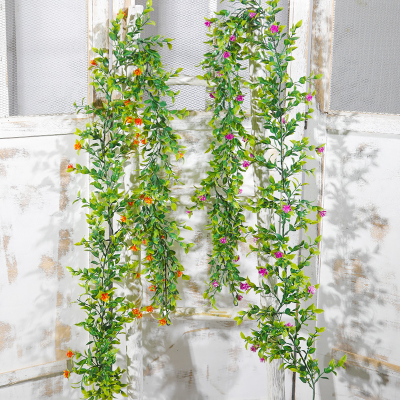 Simulated rattan plastic eucalyptus with flower and money leaf vine—home decor, artificial plants, green foliage vines, cross-border product