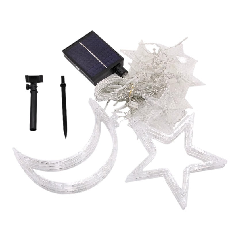 Estrella solar y luz de la luna luz del jardín balcón decoración del jardín luz colorida terraza pequeña yarda atmósfera Cadena de luz