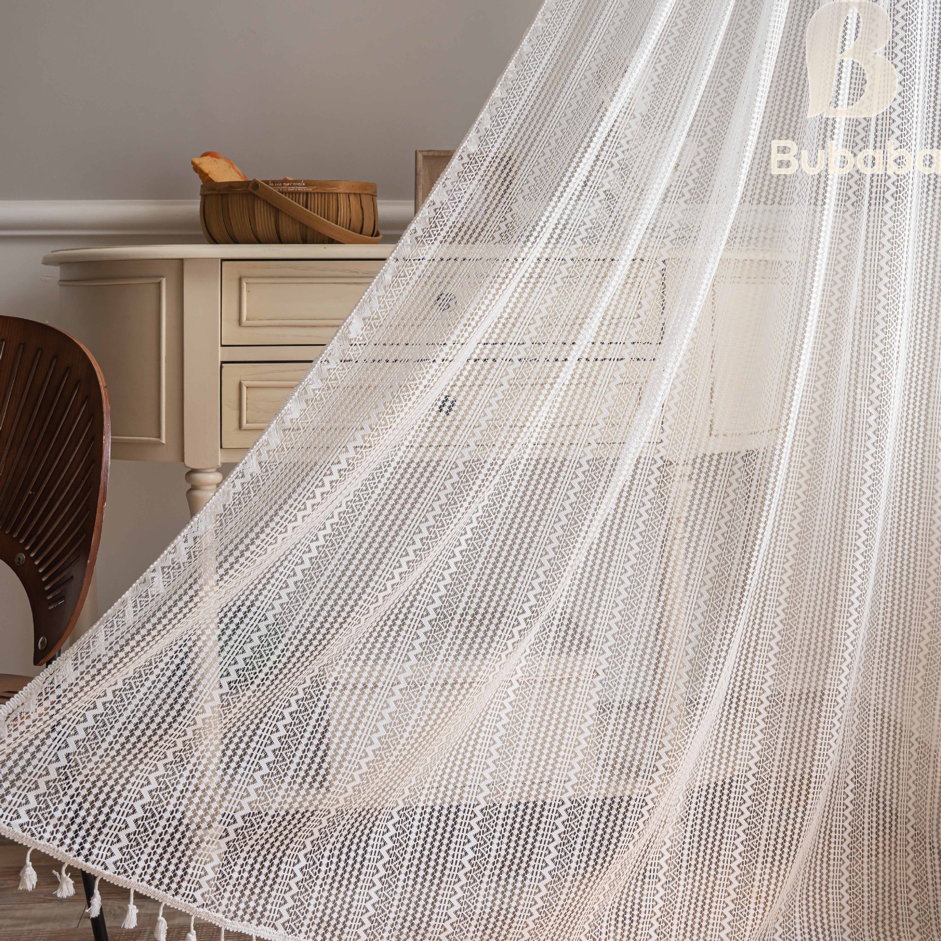 Cortinas transparentes de ganchillo estilo americano hogar_voghion.com
