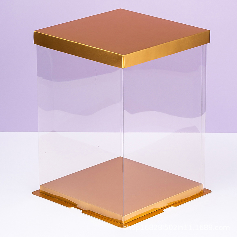 黑色蓝色粉色金色透明蛋糕盒单层双层加高打包盒生日蛋糕盒批发