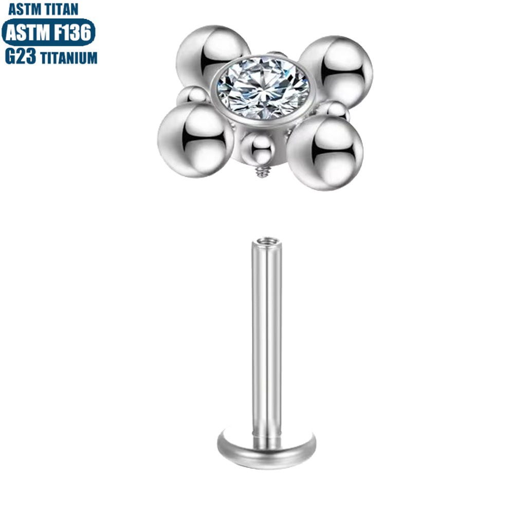 Labret piercing jewelry detail image