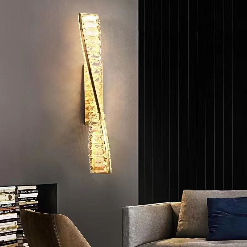 Luz sala de estar moderna lámpara de cristal de fondo de estilo de barra roja lujo red lámpara de pared de dormitorio nuevo estilo de fondo de pared simple