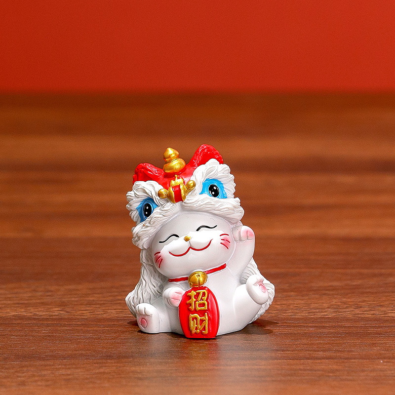 国潮醒狮招财猫玄关家居摆件可爱小猫桌面装饰品乔迁新居开业礼品|undefined