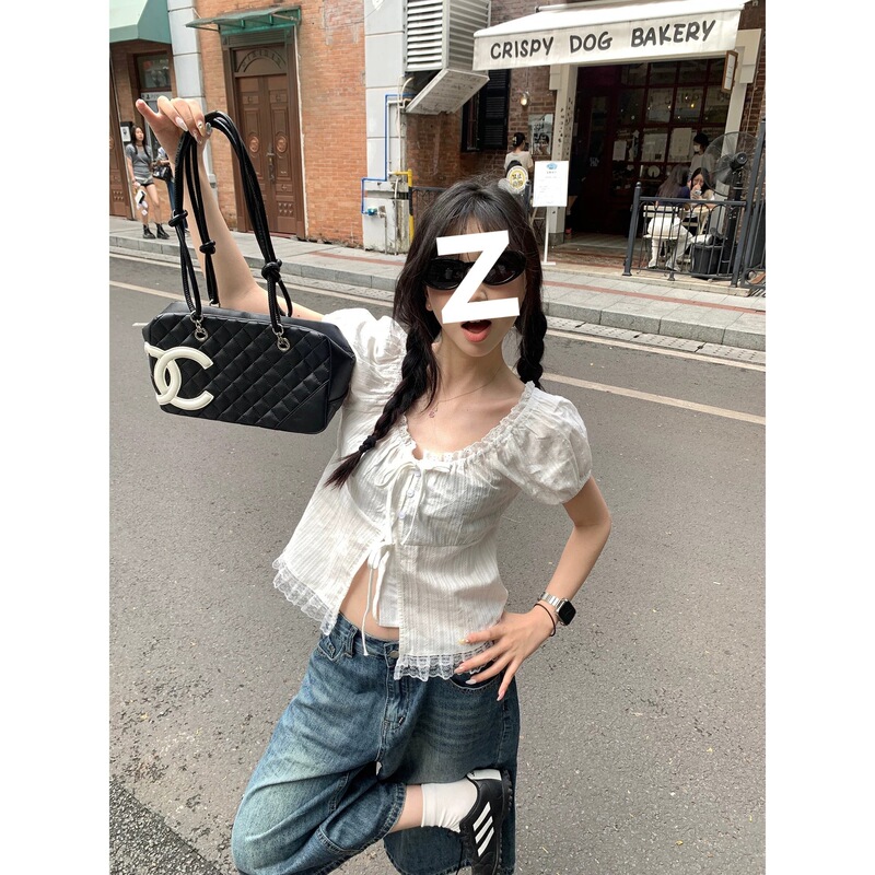Sweet Style Lace-Trimmed Short-Sleeved Shirt for Women 2026 Summer New Stylish Blouse Slimming Chic Top Sweet Style Lace-Trimmed Short-Sleeved Shirt for Women 2026 Summer New Stylish Blouse Slimming Chic Top
