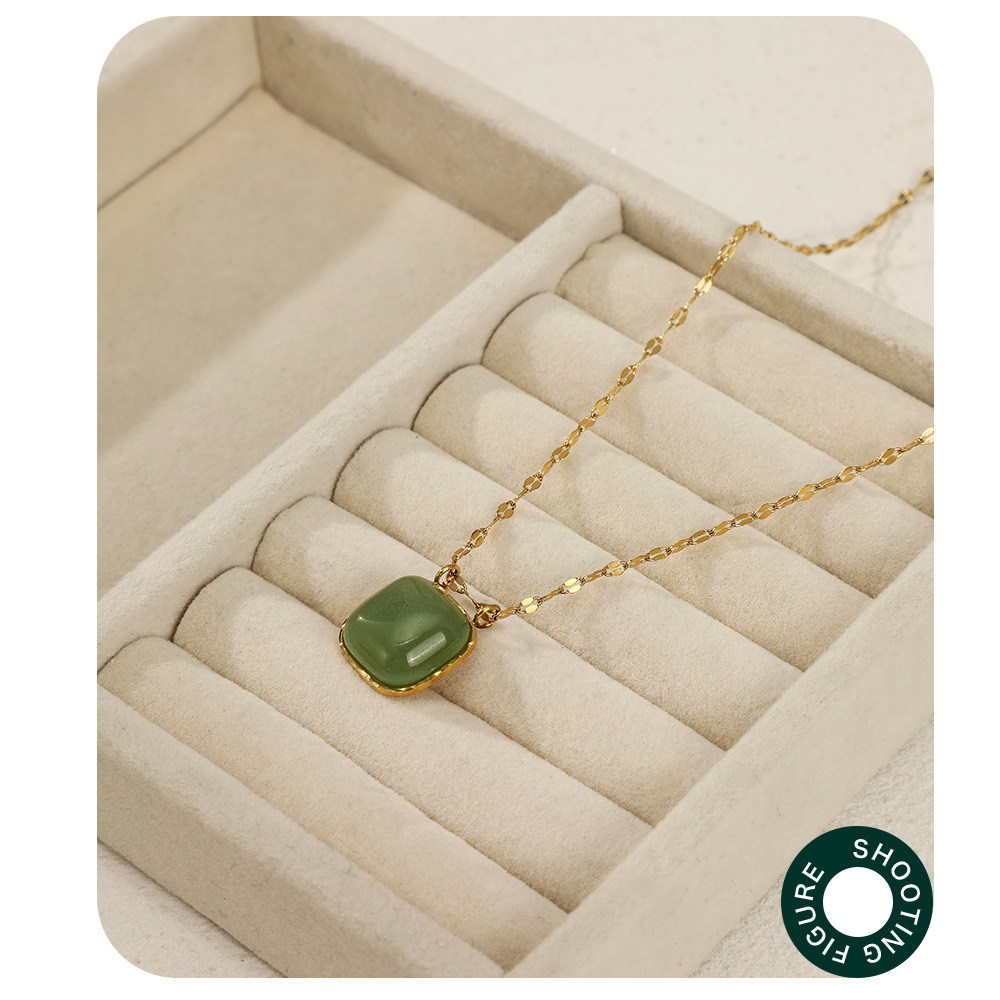 Fashion Geometric Stainless Steel Plating Turquoise Pendant Necklace 1 Piece