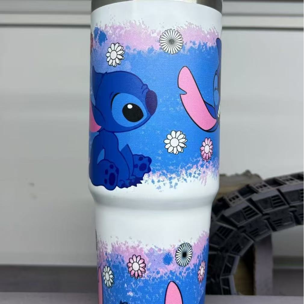 Estilo explosivo Stitch patrón de dibujos animados Ice Ba taza 30oz para coche taza de vacío de acero inoxidable 304