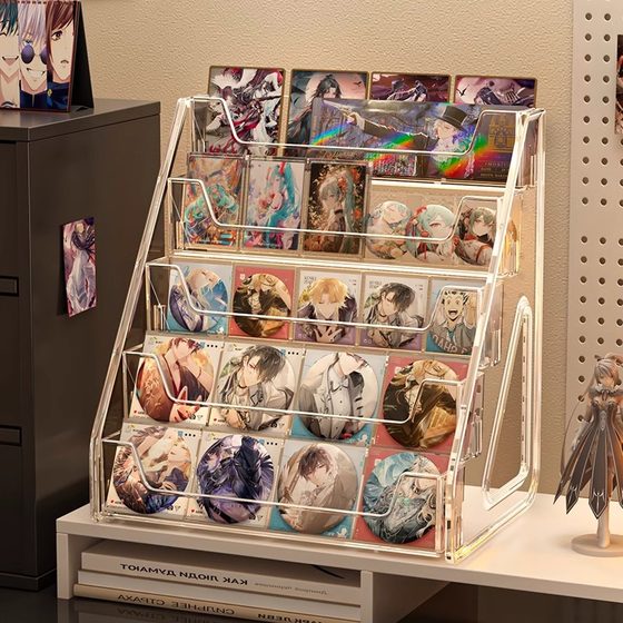 Acrylic multi-layer yum display rack transparent ladder cartoon millet badge peripheral desktop display rack