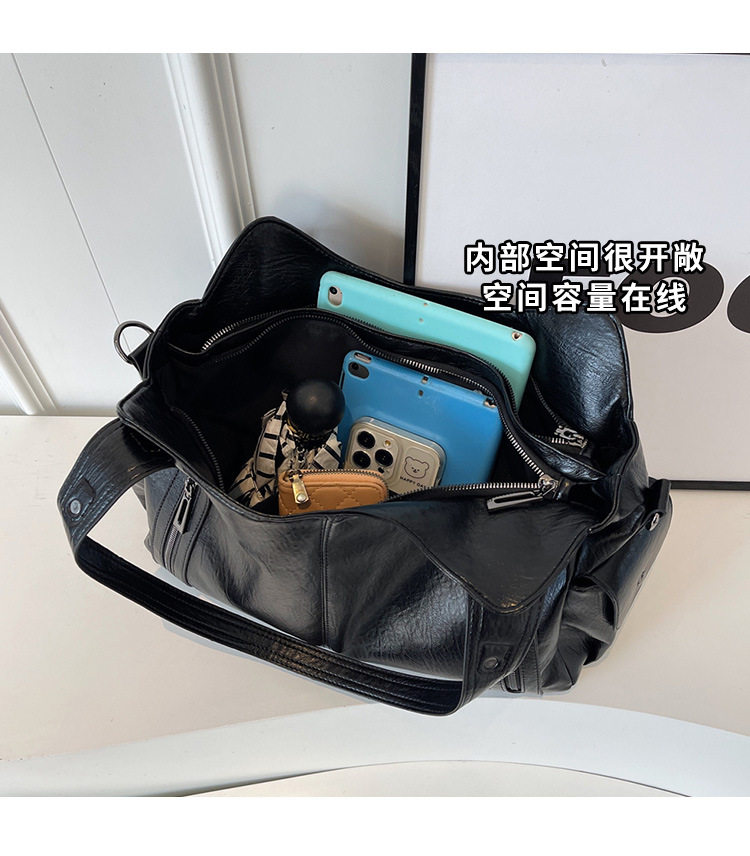 Túi tote nữ dung tích lớn đeo chéo đeo vai phong cách retro, chất liệu PU mềm — Màu cà phê, Màu nâu, Màu đen chi tiết 3
