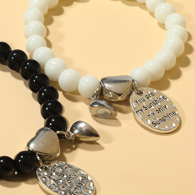 Simple Style Letter natural stone Bracelets Beaded 2 Pieces