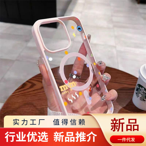 Magsafe Transparent Magnetic Case for Apple iPhone 15 Pro Max - New 13 Couples Cartoon 16 Anti-Slip 15
