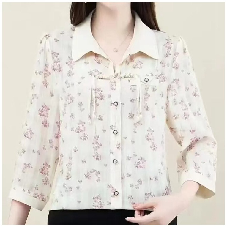 A generation of 2025 coat new Chinese buckle seven sleeve ladies beautiful shirt fashion mother coat women A generation of 2025 coat new Chinese buckle seven sleeve ladies beautiful shirt fashion mother coat women