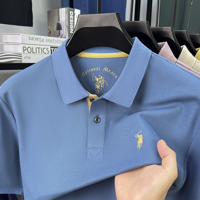 100% シルケット綿ポールブランド紳士服夏メンズ半袖 Tシャツラペル純綿高品質ポロシャツ男性用|undefined